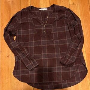 Xirena Plaid Long Sleeve Henley Shirt